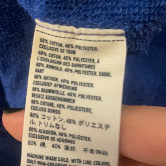 Abercrombie Kids Blue Scoop Neck Sweatshirt w Big A Logo and Pocket size L - Picture 3 of 6